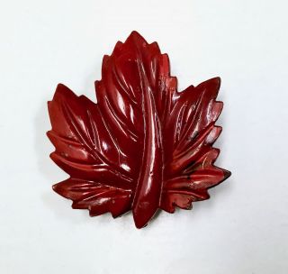 Wonderful Vintage Realistic Plastic Red Maple Leaf Button.