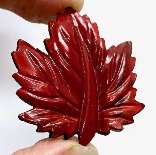Wonderful vintage realistic plastic red MAPLE leaf button. 3