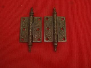 Vtg Antique Cast Iron Ornate Steeple Hinges Silver Color Grey