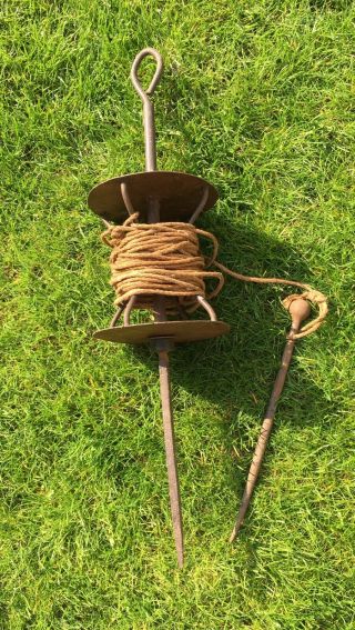 LrgCylinder Antique Garden String Line Marker Reel Winder/Pin Allotment Veg Tool 2