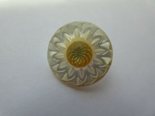 Most Antique Vtg Victorian Carved MOP Shell BUTTON Flower 3/4 