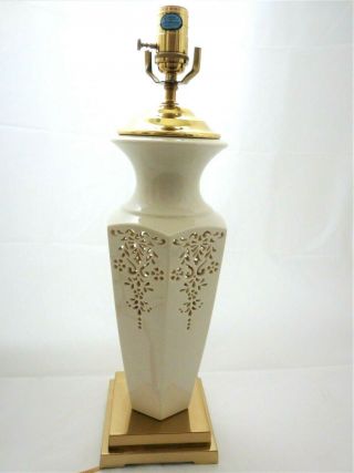 21 " Lenox Renaissance Lace Table Lamp Brass Base