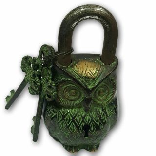 Owl Shaped Padlock Brass Vintage Style Lock Handmade Tricky Door Safety Lock Bm1