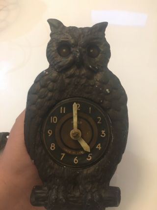 Antique 1900s Metal - Owl - Paico - Wall Clock - Restoration Project - Moving Eyes