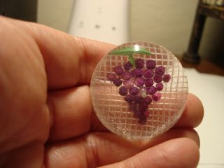 Antique Vintage reversed painted LUCITE purple GRAPES fruit button 4