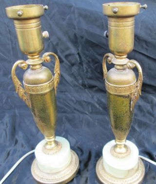 Antique Gold Gilt Bronze 19th Century Table Lamp Pair (2) Onyx Urn Empire Regency 3