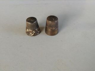 2 Vintage Sterling Silver Thimbles Size 9 & 11