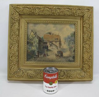 Antique 1851 German Watercolor Painting in Deep Well Gilt Gesso Frame Dated yqz 4