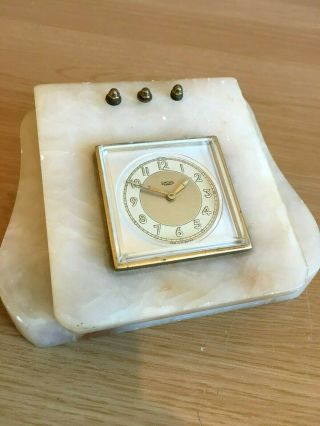 Rare Art - Deco Smiths Empire Clock Desk Tidy In Marble Stone Surround - 0.  853kg