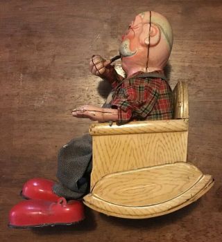 SAN JAPAN TIN TOY SMOKING GRANDPA For Part Or Fix As It’s As Its 4