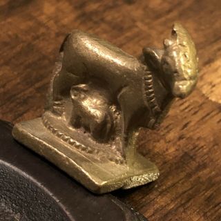 Antique 1700 - 1800’s Indian Cow Statue Brass Figurine Idol Figure Hindu Religion
