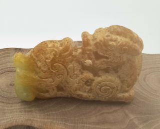 Exquisite Hand - Carved Old Jade Beast Pendant M647