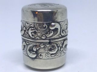 Antique Gorham Sterling Silver Repoussé Roses B15 Sewing Thread Spool Canister