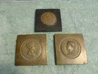 3 X Brass Plaques 2 Napoleon,  And 1 Josephine