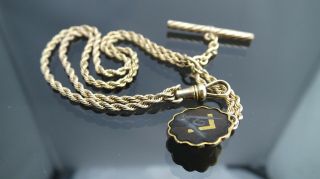 Antique Gold Filled Pocket Watch Rope Chain Unique Masonic Fob /t - Bar