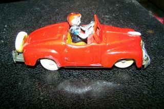 Vintage Antique Red Windup Tin Car Made In Occupied Japan Rare