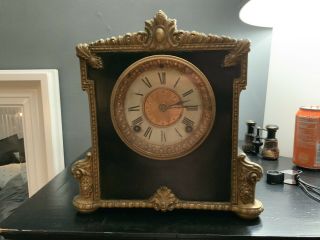 Antique Ansonia Ornate Mantle Clock W/key