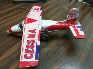 Vtg 1950s Japanese Japan Friction Tin Toy Cessna 182 Model Toy Airplane