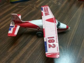 Vtg 1950s JAPANESE JAPAN FRICTION TIN TOY CESSNA 182 MODEL TOY AIRPLANE 3