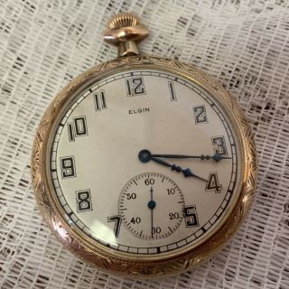 Elgin Grade 315 Pocket Watch,  12 Size,  15 Jewels,  14 K Gf Running