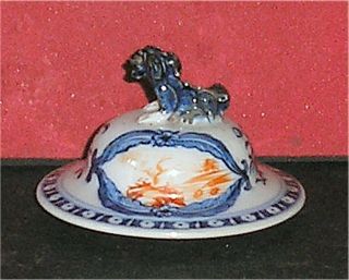 18th/19th Century Chinese Porcelain Blue White & Iron Red Lid For Jar Or Vase
