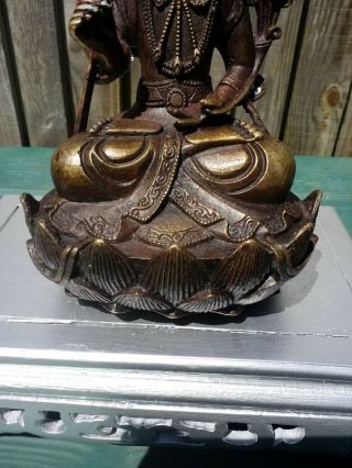 A Old Chinese Gilt Bronze Buddha Statue 24cm Tall 7