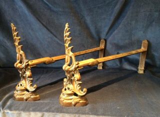 Antique French Wrought Iron Fire Dogs - Andirons - Chenets