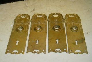 Set 4 Vintage Antique Art Nouveau Style Brass Door Knob Backplates Door Plates