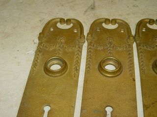 Set 4 Vintage Antique Art Nouveau Style Brass Door Knob Backplates Door Plates 2