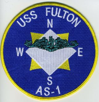 As 1 Uss Fulton - Dolphins Compass Point - 5 Inch Fe Bc Patch Cat No C6217