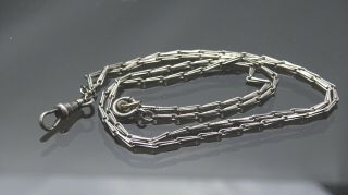 Antique Sterling Silver Pocket Watch Double Long Links Chain Fob