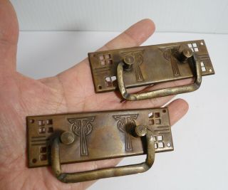 Antique Vintage Art Nouveau Metal Drawer Pulls X 2