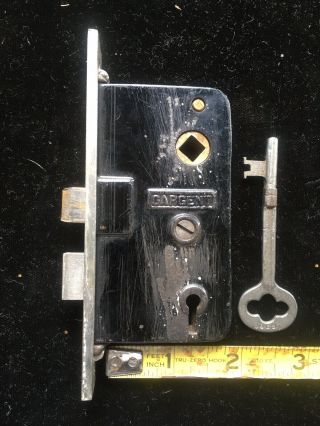 Antique Sargent Iron Casing 2” Deep “french Door” Mortise Lock W Skeleton Key