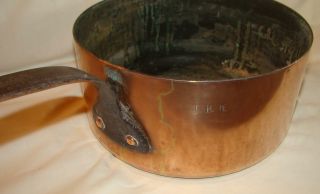 Antique French copper/wrought iron COOKING PAN / LID 1830 ham/dovet/stamped JBW 3