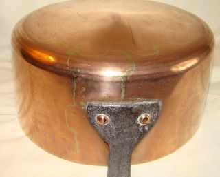 Antique French copper/wrought iron COOKING PAN / LID 1830 ham/dovet/stamped JBW 4