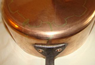 Antique French copper/wrought iron COOKING PAN / LID 1830 ham/dovet/stamped JBW 7