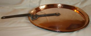 Antique French copper/wrought iron COOKING PAN / LID 1830 ham/dovet/stamped JBW 8