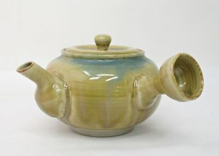 F989: Japanese BANCHA teapot and teacups of AGANO potery by Kozan Takada w/box 4