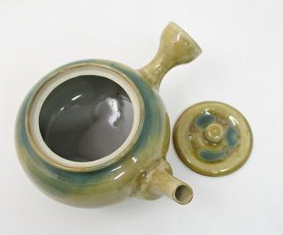 F989: Japanese BANCHA teapot and teacups of AGANO potery by Kozan Takada w/box 6