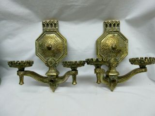 Pair Vintage Halcolite Solid Brass? Victorian Wall Sconce Light Fixtures