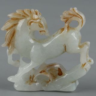 Chinese Exquisite Hand - Carved Horse Carving Jadeite Jade Statue