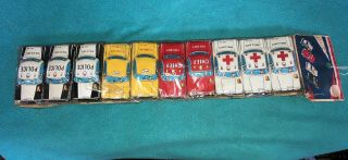 Rare Vintage Ahi 10 Tin Litho Friction Cars Police,  Fire,  Taxi,  Ambulance Japan