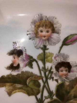 Antique Rare Faces In Flowers Porcelain Plate 1868 Limoges Cfh 7.  5” Square