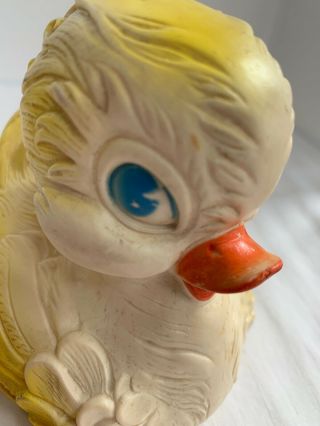 Vintage 1958 Edward Mobley Yellow Rubber Duck Blue Eyes Orange Beak Squeaker Toy 8