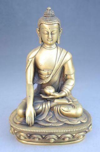 Chinese Old Copper Hand - Carved Sakyamuni Tathāgata Buddha Statue E02
