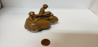 Vintage Barclay,  Manoil,  Lead Military Motorcycle With Sidecar Gunner