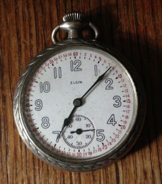 Vtg/Antique Elgin Nickel Pocket Watch - - not running 2