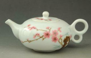 Chinese Old Hand Painted Plum Blossom Patterns White Glaze Porcelain Teapot B02