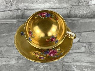 Radfords Fenton Stoke On Trent Gold Painted Tea Cup Saucer Bone China England