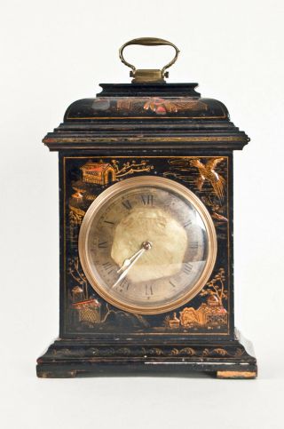 Swiss Chinoiserie Decorated 8 Day Desk Clock @ 1895